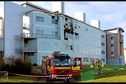 A picture showing fire engines outside the Biomedical Sciences Building in St Andrews University
